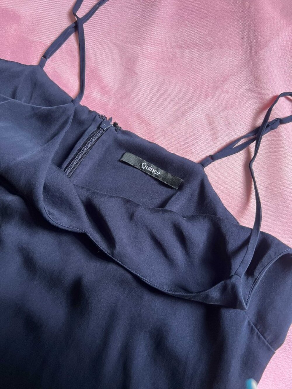 Quince Silk Midi Slip Dress in Navy - Picture 4 of 10